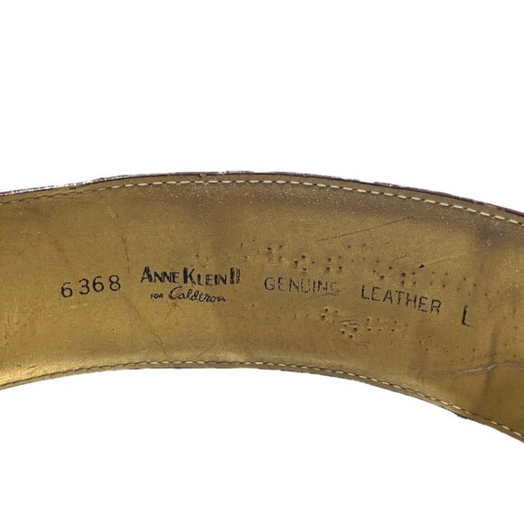 VINTAGE Y2K Studded Gold Heart Suede Hip Belt L Low Slung 90s Anne Klein Boho - Picture 11 of 11